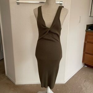 Abercrombie & Fitch Olive Green Midi Dress size Medium Tall